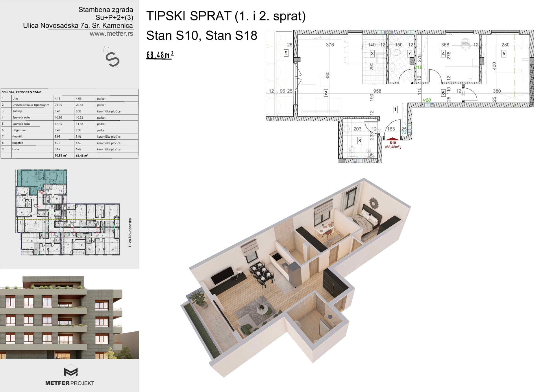 Official architectural presentation for Apartment S10 and S18, Sremska Kamenica