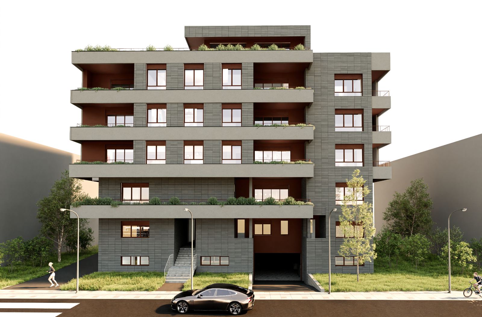 Sremska Kamenica residential development architectural visualization — main street elevation