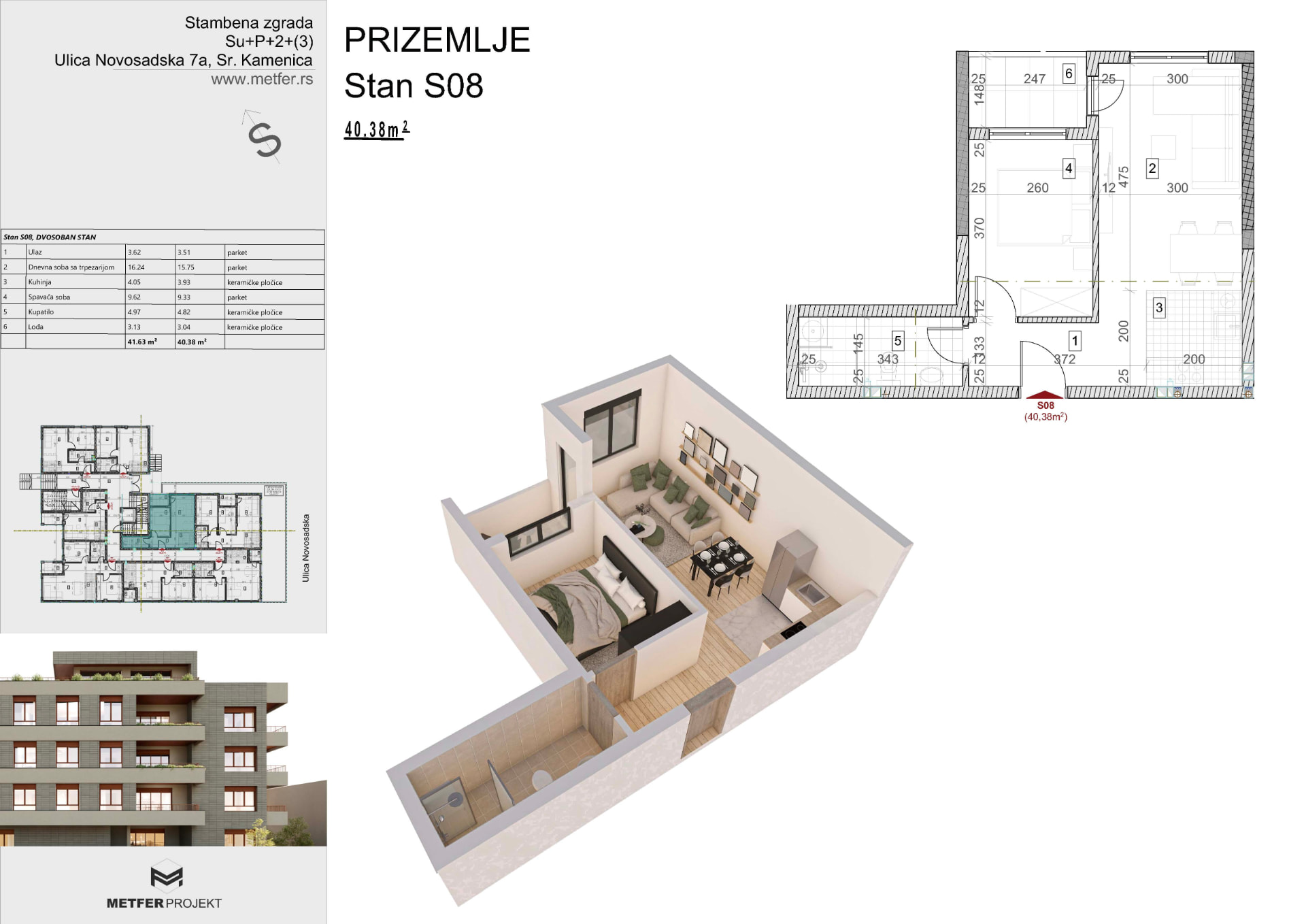 Official architectural presentation for Apartment S08, Sremska Kamenica