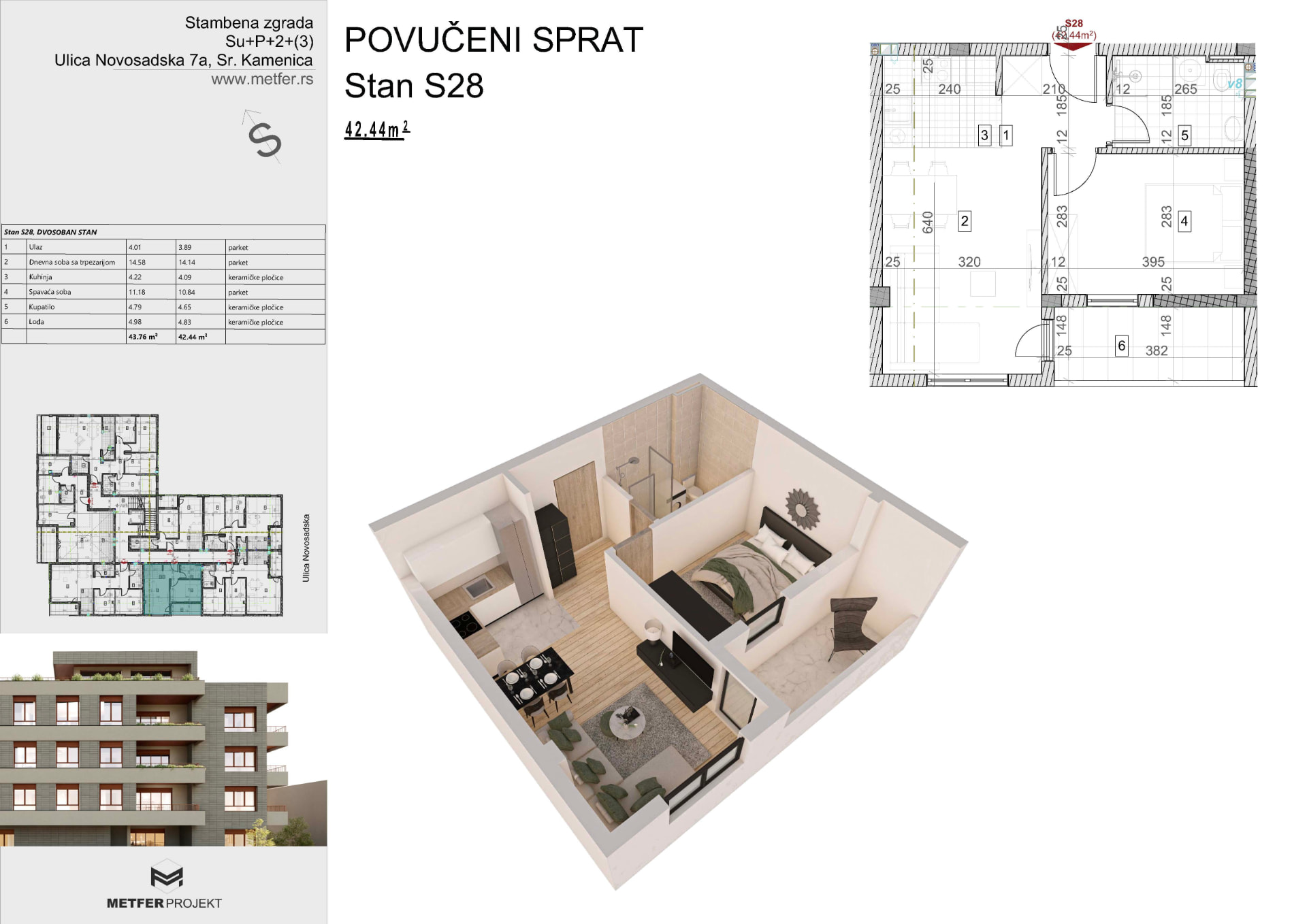 Official architectural presentation for Apartment S28, Sremska Kamenica