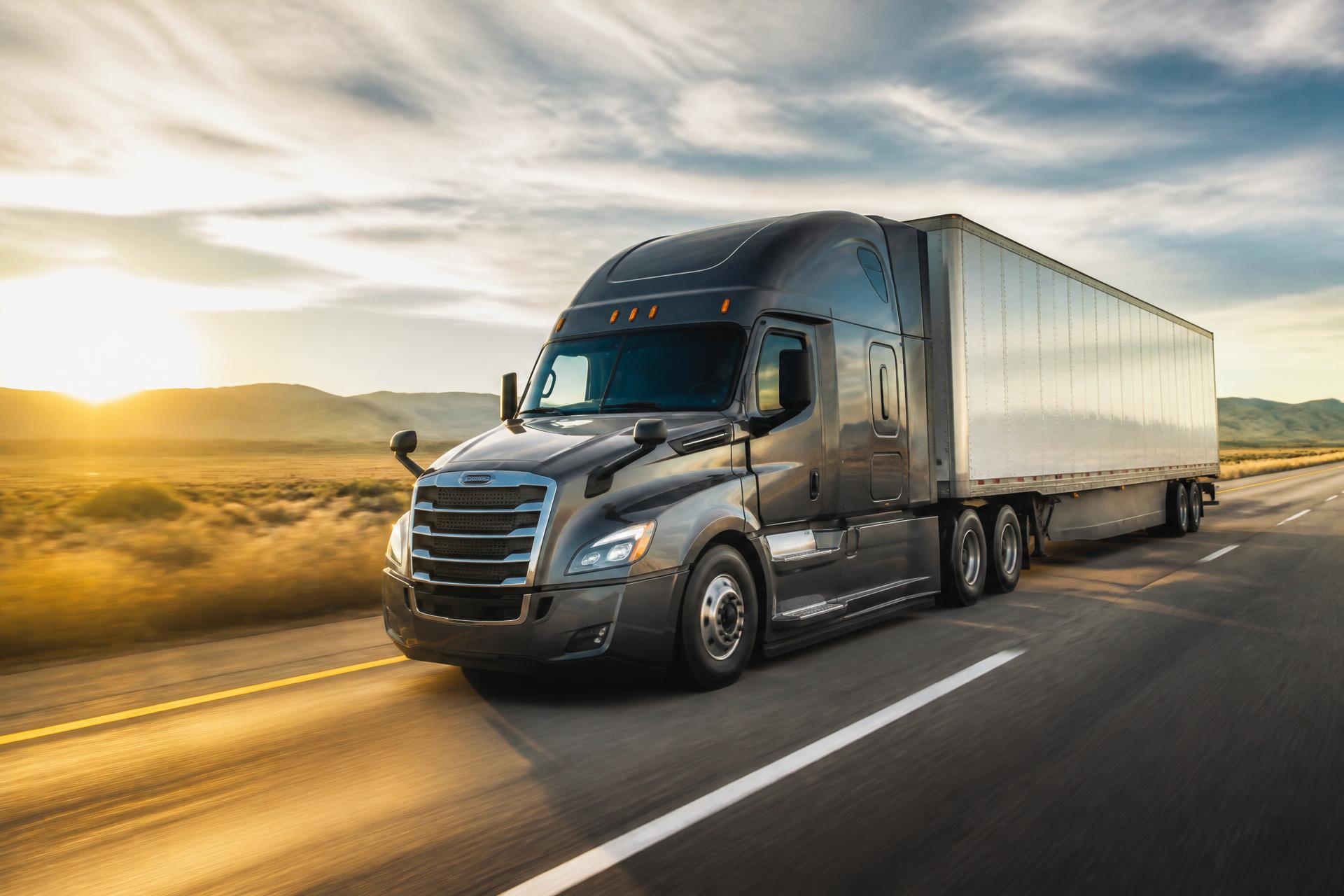 Long-haul freight truck on a United States interstate highway