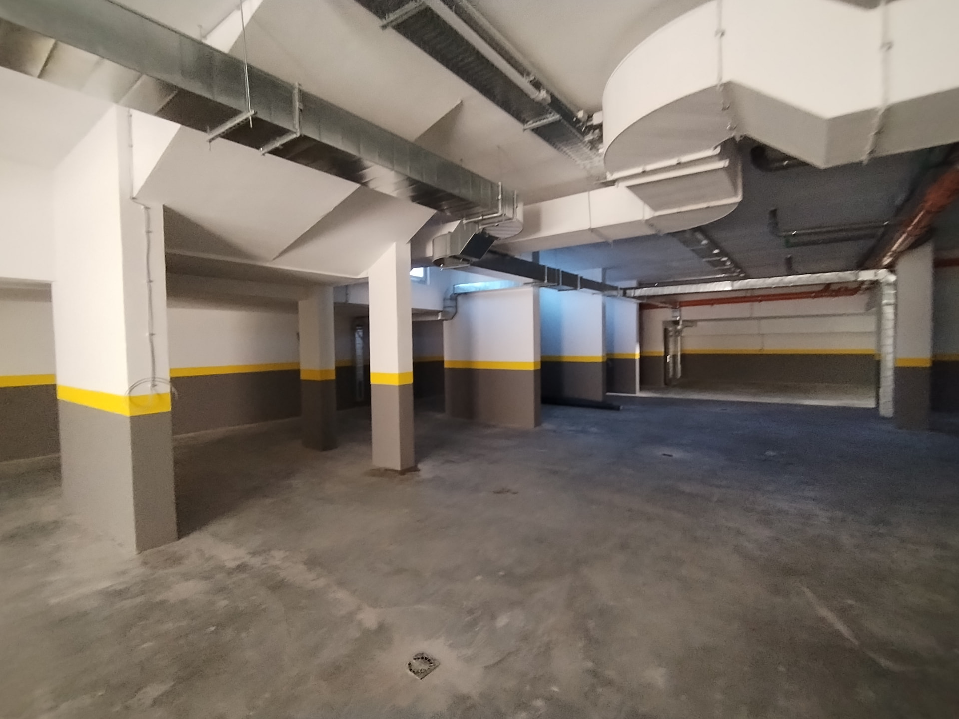 Interior of an underground parking garage in a residential development in Serbia