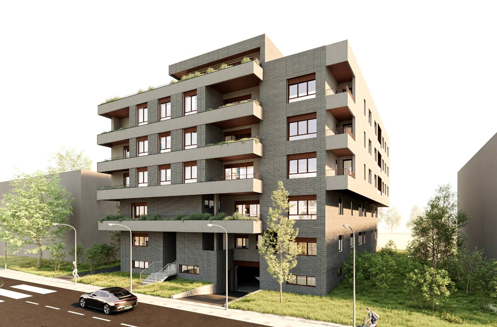 Sremska Kamenica residential development architectural visualization — corner perspective